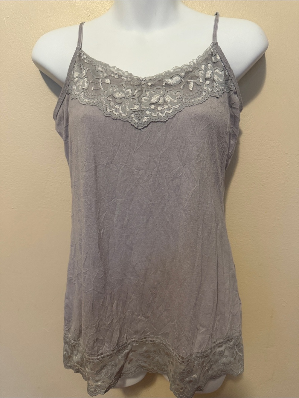 Maurices Lace Trim Spaghetti Strap Cami - Light Gray